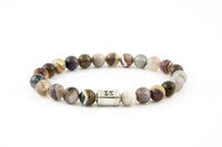 Thumbnail for silver botswana agate stone luxury bracelet close up