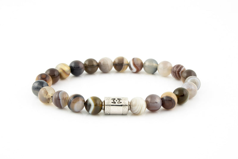 silver botswana agate stone luxury bracelet close up