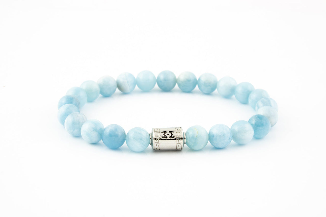 silver aquamarine stone luxury bracelet